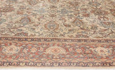 Antique Persian Sultanabad Botanic Handmade Wool Carpet