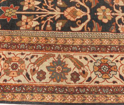 Antique Persian Sultanabad Botanic Handmade Wool Rug