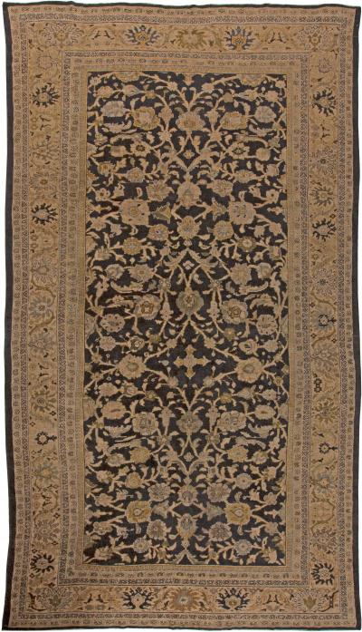 Antique Persian Sultanabad Botanic Handmade Wool Rug