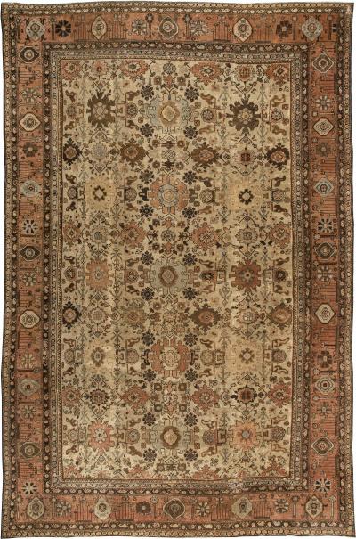 Antique Persian Sultanabad Botanic Handmade Wool Rug