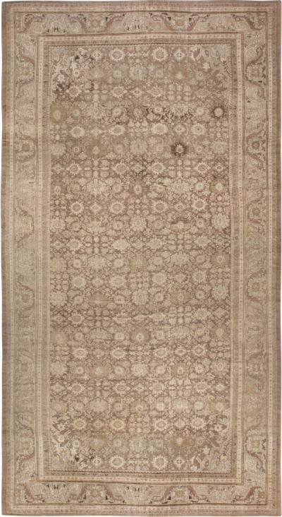 Antique Persian Sultanabad Brown Handmade Wool Rug