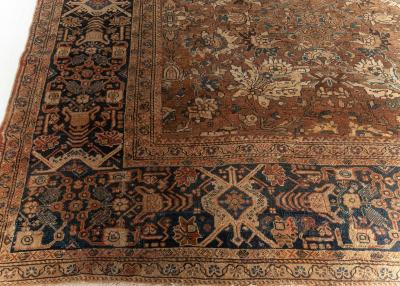 Antique Persian Sultanabad Brown Handwoven Wool Carpet