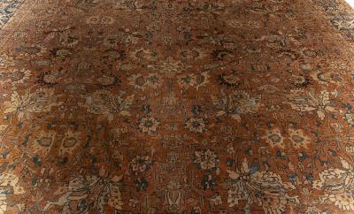 Antique Persian Sultanabad Brown Handwoven Wool Carpet