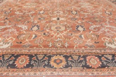 Antique Persian Sultanabad Cinnamon Navy Blue Handwoven Carpet