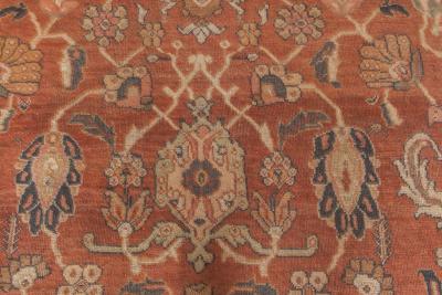 Antique Persian Sultanabad Cinnamon Navy Blue Handwoven Carpet