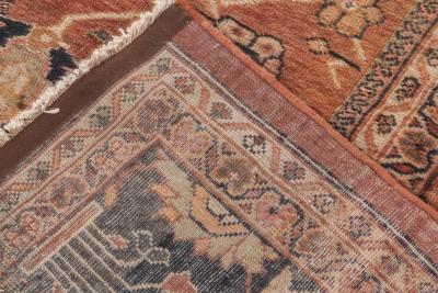 Antique Persian Sultanabad Cinnamon Navy Blue Handwoven Carpet