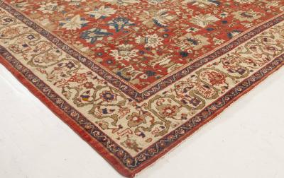 Antique Persian Sultanabad Floral Red Blue Handmade Wool Rug