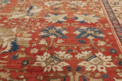 Antique Persian Sultanabad Floral Red Blue Handmade Wool Rug