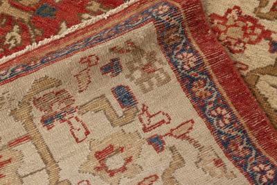 Antique Persian Sultanabad Floral Red Blue Handmade Wool Rug
