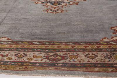 Antique Persian Sultanabad Gray Beige Carmine and Copper Handwoven Wool Rug