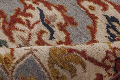 Antique Persian Sultanabad Gray Beige Carmine and Copper Handwoven Wool Rug
