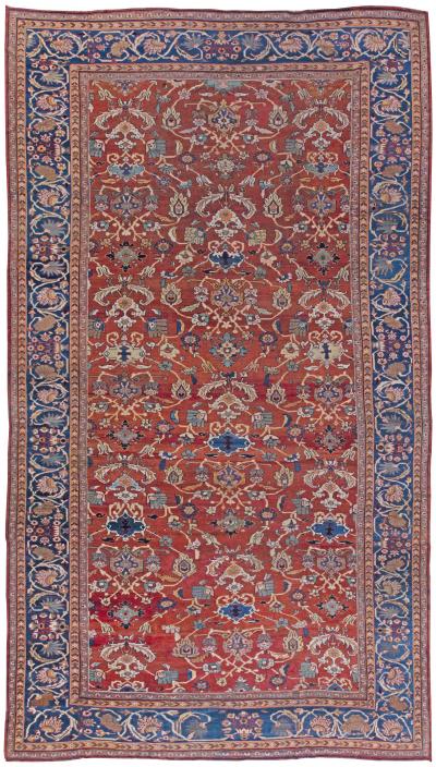 Antique Persian Sultanabad Red Botanic Handmade Wool Rug