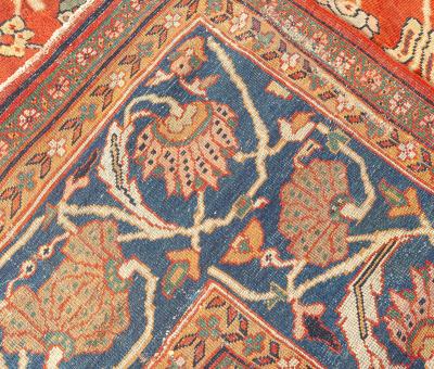 Antique Persian Sultanabad Red Botanic Handmade Wool Rug