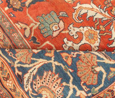 Antique Persian Sultanabad Red Botanic Handmade Wool Rug
