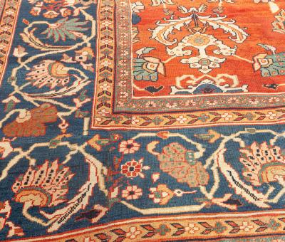 Antique Persian Sultanabad Red Botanic Handmade Wool Rug