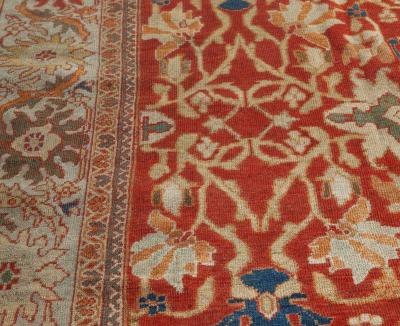 Antique Persian Sultanabad Red Handmade Wool Rug