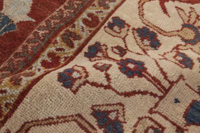 Antique Persian Sultanabad Red White and Blue Handwoven Wool Rug