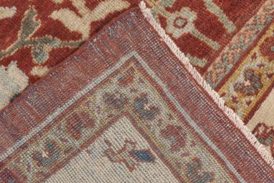 Antique Persian Sultanabad Red White and Blue Handwoven Wool Rug