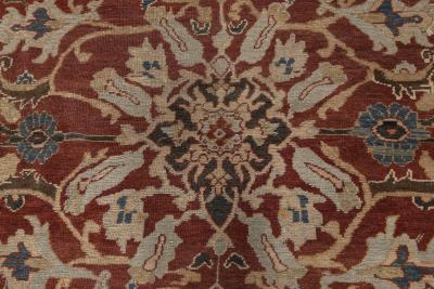 Antique Persian Sultanabad Red White and Blue Handwoven Wool Rug