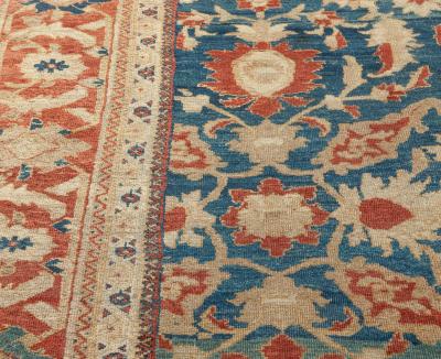Antique Persian Sultanabad Rug in Beige Blue and Red