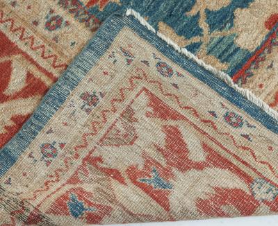 Antique Persian Sultanabad Rug in Beige Blue and Red