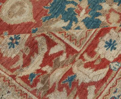 Antique Persian Sultanabad Rug in Beige Blue and Red