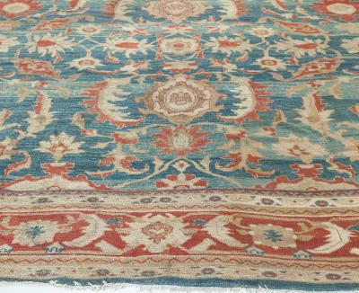 Antique Persian Sultanabad Rug in Beige Blue and Red