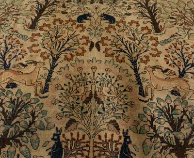 Antique Persian Tabriz Animal Design Carpet