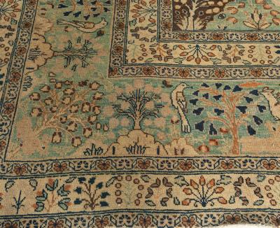 Antique Persian Tabriz Animal Design Carpet