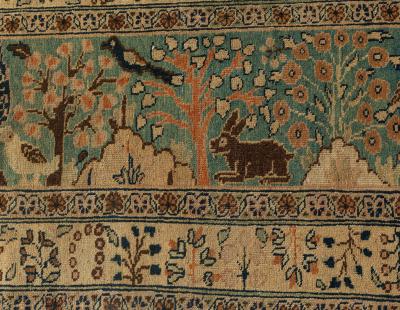 Antique Persian Tabriz Animal Design Carpet