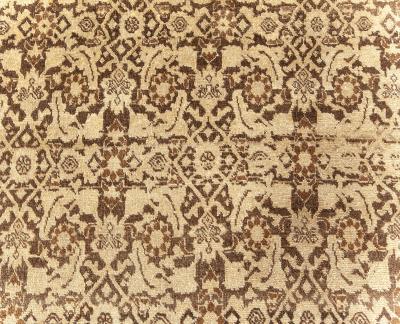 Antique Persian Tabriz Beige Brown Handwoven Wool Rug