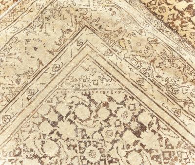 Antique Persian Tabriz Beige Brown Handwoven Wool Rug