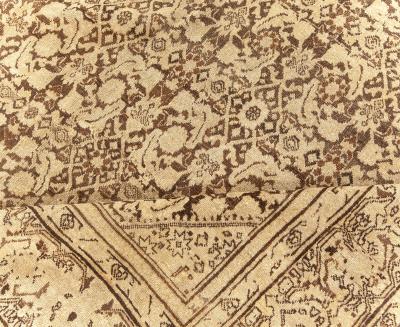 Antique Persian Tabriz Beige Brown Handwoven Wool Rug