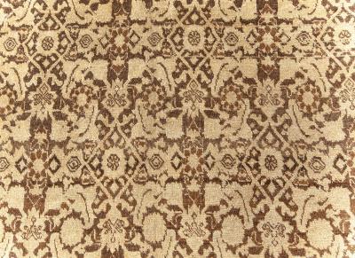Antique Persian Tabriz Beige Brown Handwoven Wool Rug