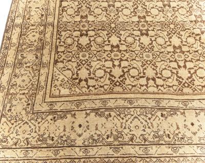 Antique Persian Tabriz Beige Brown Handwoven Wool Rug