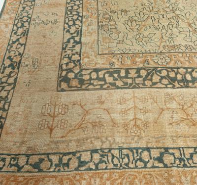 Antique Persian Tabriz Beige Handmade Wool Rug