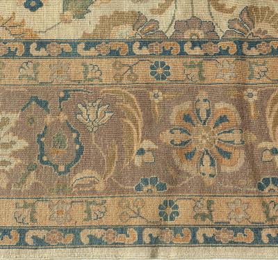 Antique Persian Tabriz Beige Handmade Wool Rug