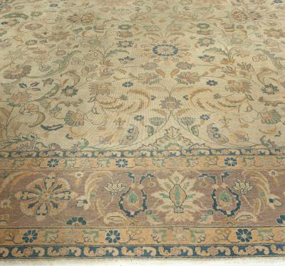 Antique Persian Tabriz Beige Handmade Wool Rug
