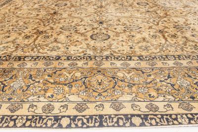 Antique Persian Tabriz Beige Handwoven Wool Rug