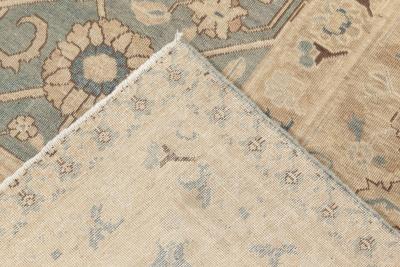 Antique Persian Tabriz Beige and Rosewood Handwoven Wool Rug