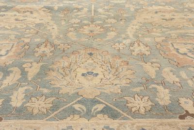 Antique Persian Tabriz Beige and Rosewood Handwoven Wool Rug