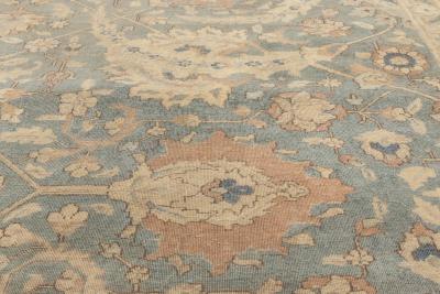 Antique Persian Tabriz Beige and Rosewood Handwoven Wool Rug