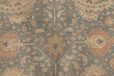 Antique Persian Tabriz Beige and Rosewood Handwoven Wool Rug