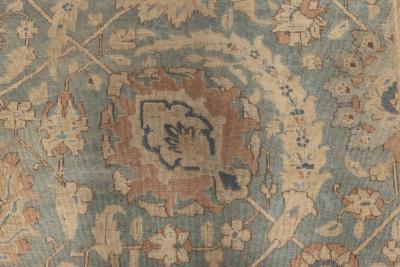 Antique Persian Tabriz Beige and Rosewood Handwoven Wool Rug
