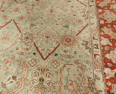 Antique Persian Tabriz Blue Background Floral Handmade Wool Rug