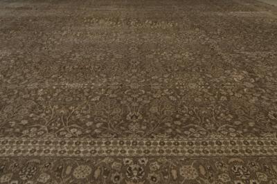 Antique Persian Tabriz Botanic Brown Carpet