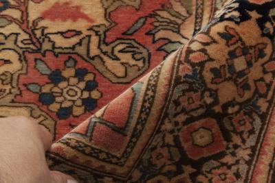 Antique Persian Tabriz Botanic Brown Pink Red Handmade Wool Rug