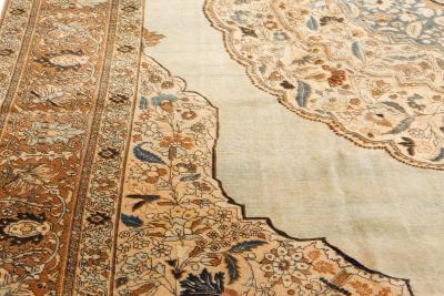 Antique Persian Tabriz Botanic Design Handmade Wool Carpet