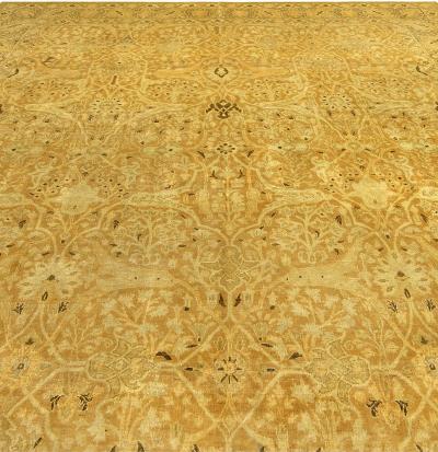 Antique Persian Tabriz Botanic Gold Yellow Handwoven Wool Rug