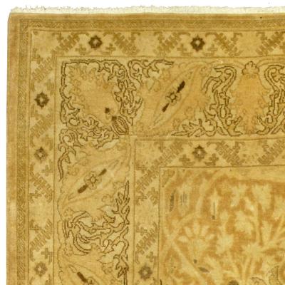 Antique Persian Tabriz Botanic Gold Yellow Handwoven Wool Rug